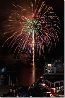 AUCKLAND, NEW ZEALAND - May 13: Fireworks illuminate the sky above Auckland harbour as part of Bright Nights on May 13, 2018 in Auckland, New Zealand. Bright Nights is a three-day festival with light installations illuminating Auckland Harbour. (Photo by Dave Simpson/Getty Images)